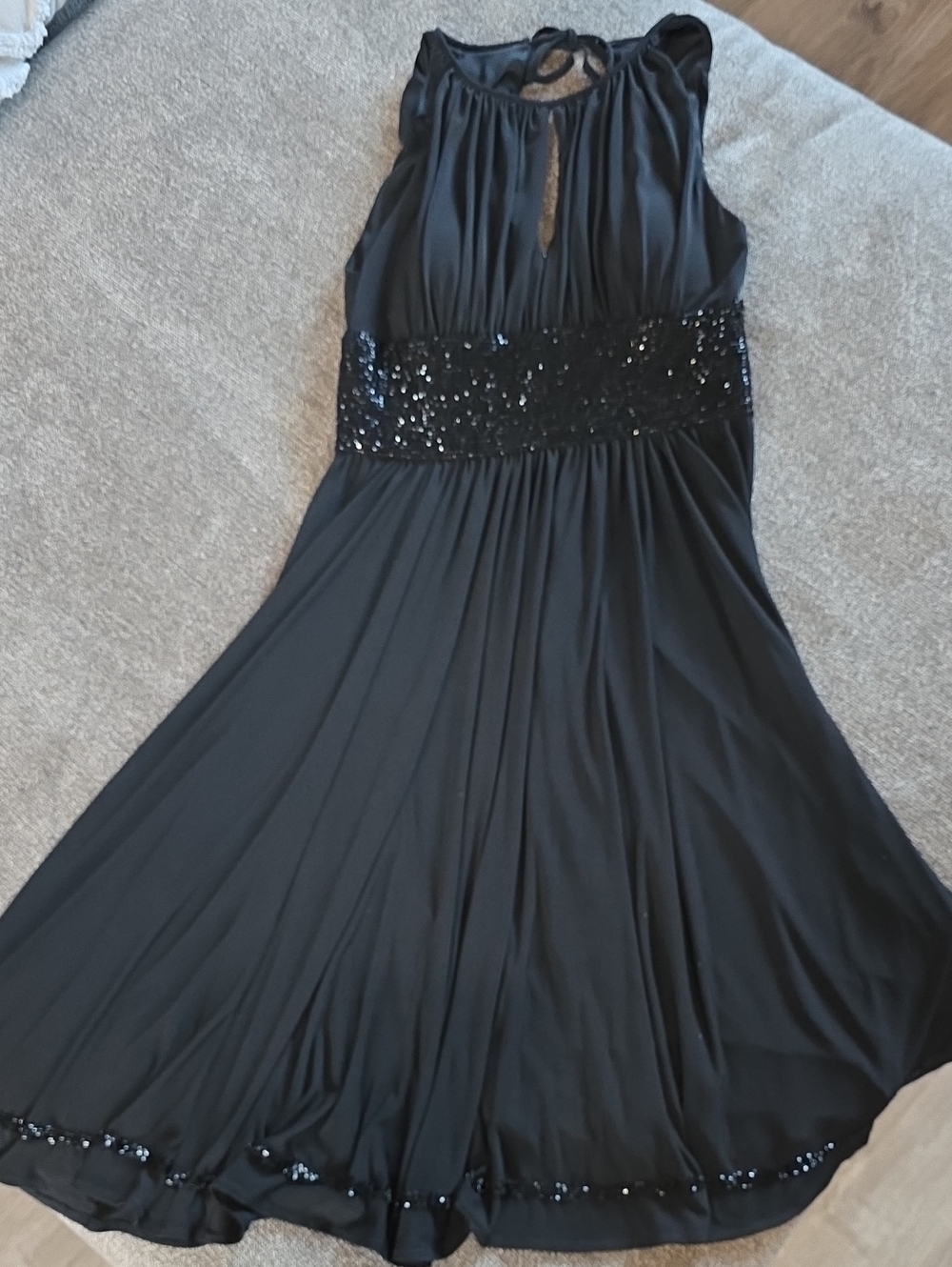 JS Boutique Black Sleeveless Beaded Waist Evening Wedding Cocktail Dress
